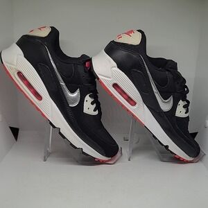 Nike Air Max 90 Sneakers Women Black Silver Pink Athletic Shoes Running Trainers